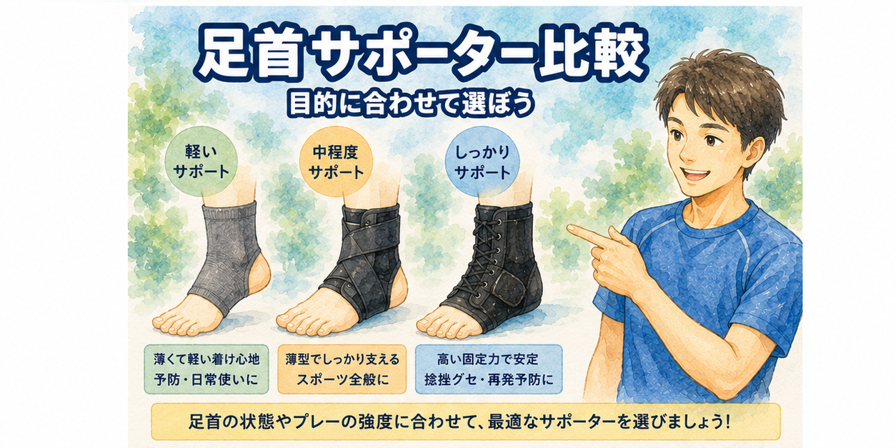 足首サポーター比較 軽い・中程度・しっかりサポート