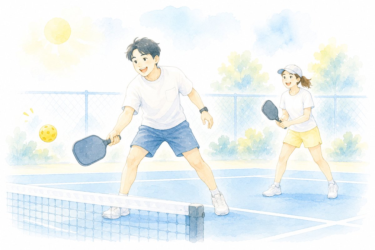 普段着でピックルボールを気軽に楽しむ2人